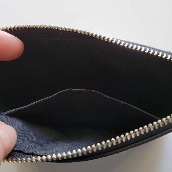 Coach Mini Bag Silver Pewter Gray Leather Clutch Purse Wristlet Small Handbag - Picture 4 of 4